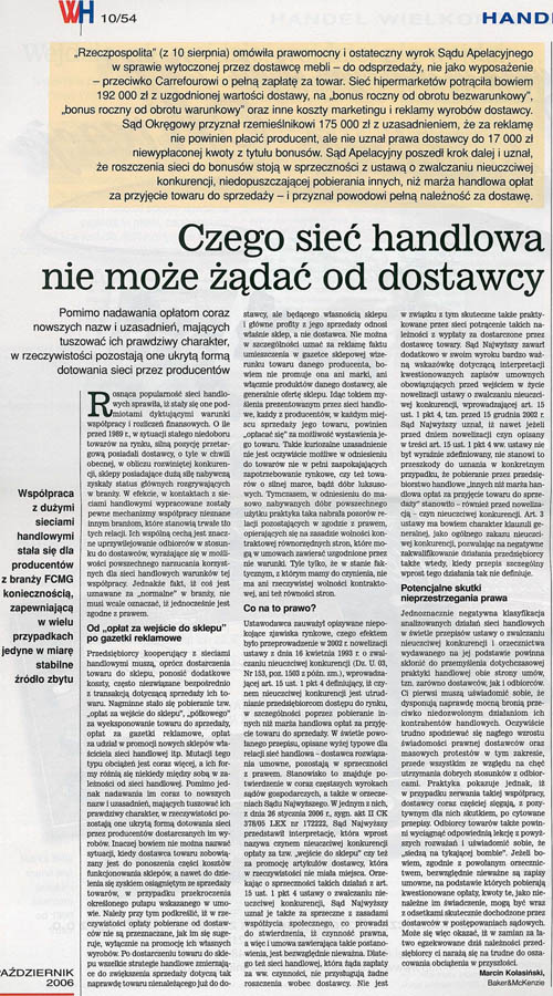 czego sieć handlowa nie może żądać od dostawcy